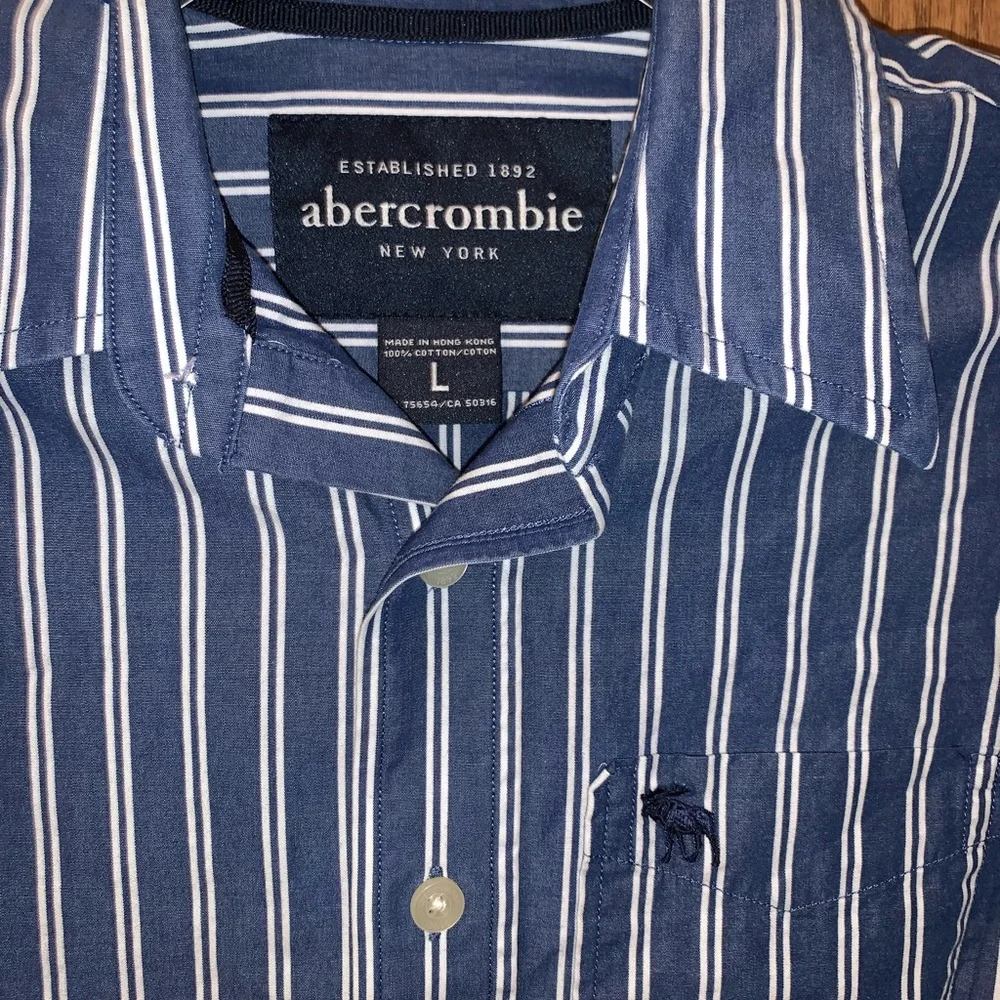 Vintage kids‎ Abercrombie blue white long sleeve Button Down Shirt size large